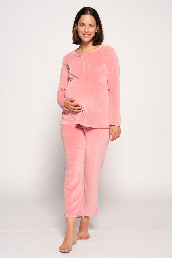 Womensecret Pijama de velour maternity rosa