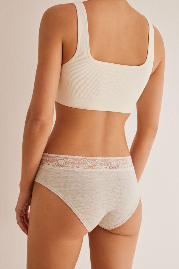 Women'secret Cuequinha larga algod&atilde;o renda riscas cinzento