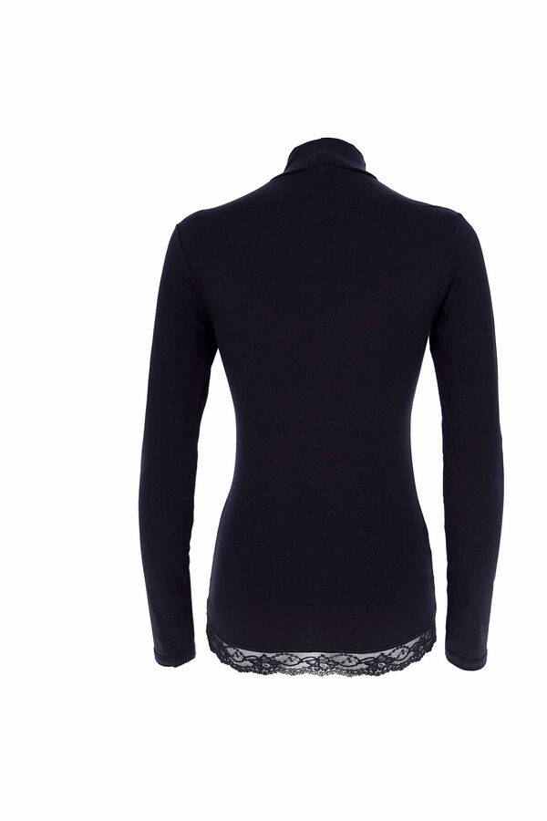 Cotonella Camiseta termal de mujer cuello alto manga larga negro