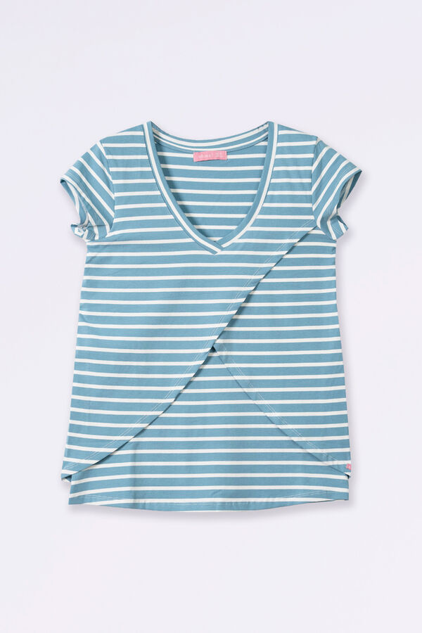 Ohma! Camiseta lactancia cruzada de rayas estampado