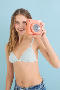 HI&BYE Suti&atilde; triangular de algod&atilde;o verde com copas remov&iacute;veis