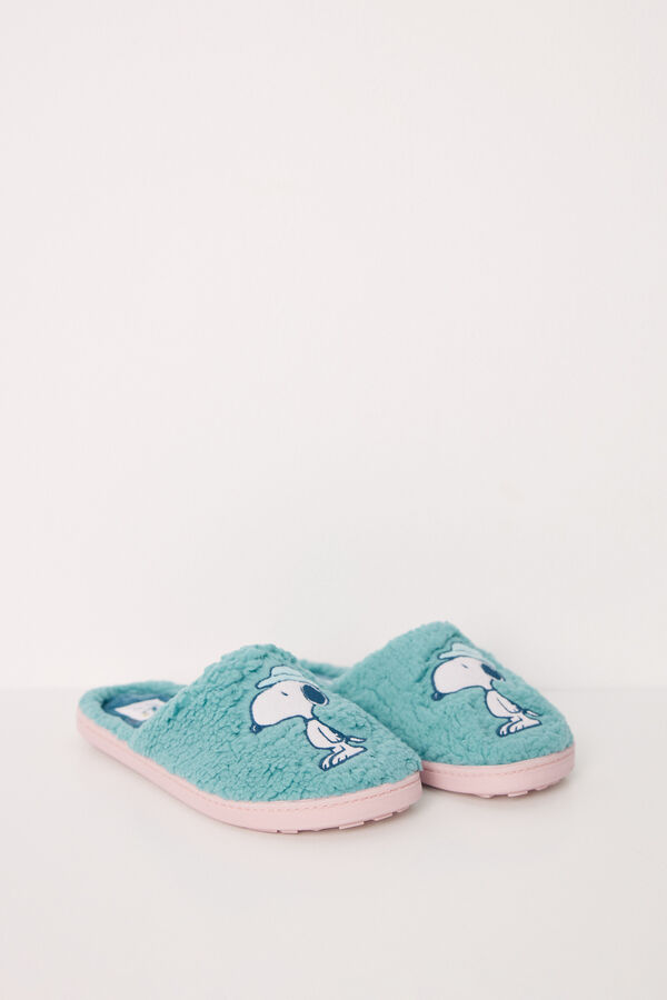 Women'secret Zapatilla casa borreguito verde Snoopy verde