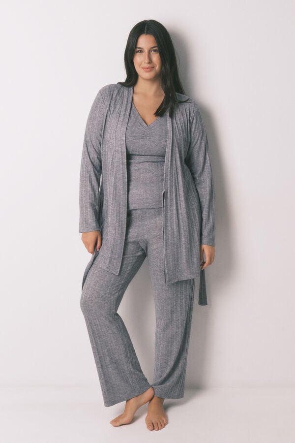 Women'secret Robe midi de malha cinza cinzento