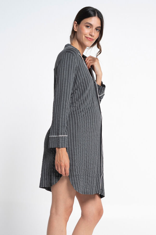 Ohma! Camis&oacute;n largo lactancia rayas gris