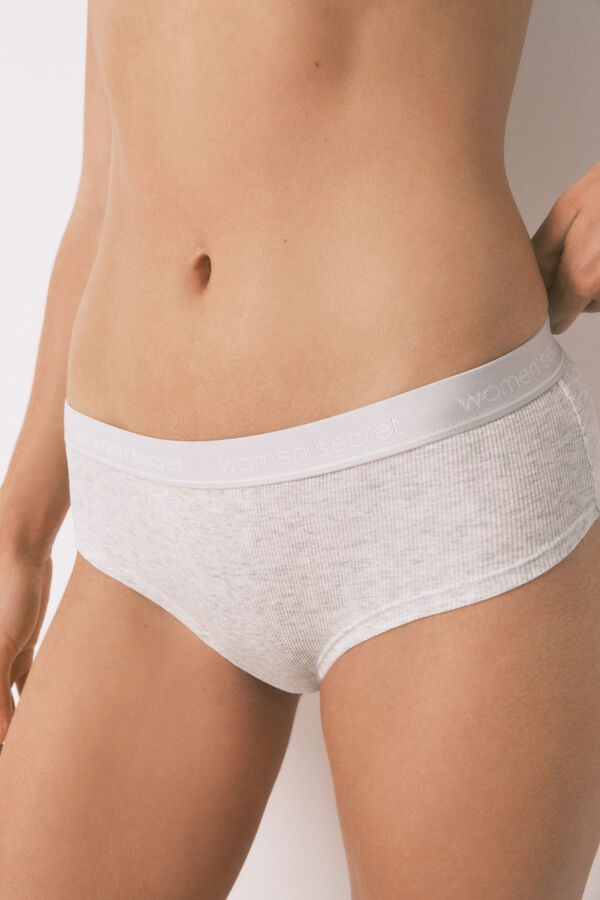 Women'secret Cueca brasileira larga de algod&atilde;o cinza cinzento