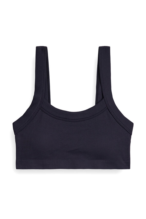 Women'secret Top seamless canelado cinzento cinzento