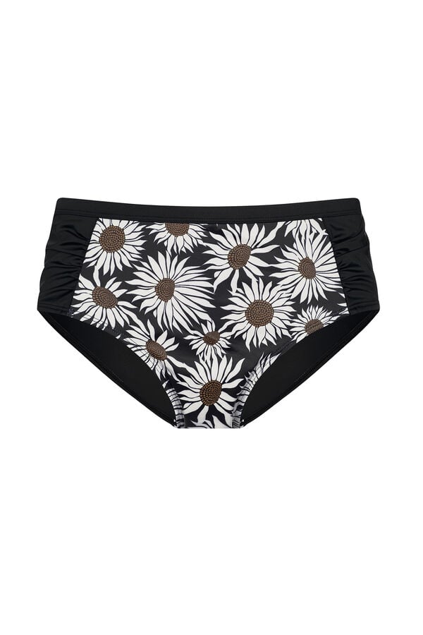 Dorina Braga de bikini media clásica estampada negro