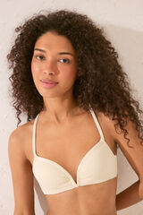 Women'secret Top de biquíni texturizado branco creme bege