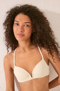 Women'secret Top de biquíni texturizado branco creme