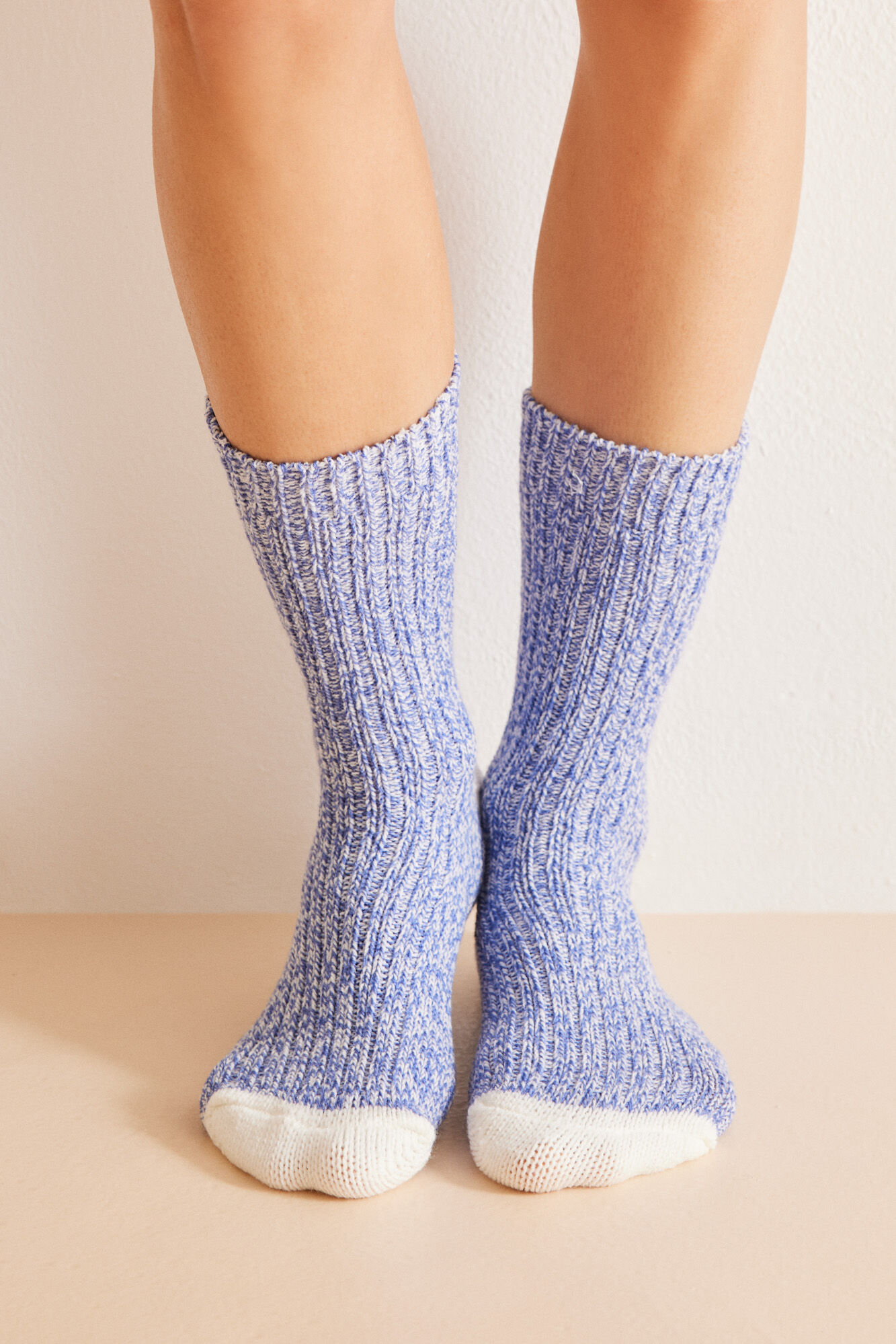 Women'secret Meias m&eacute;dias com textura em azul-claro