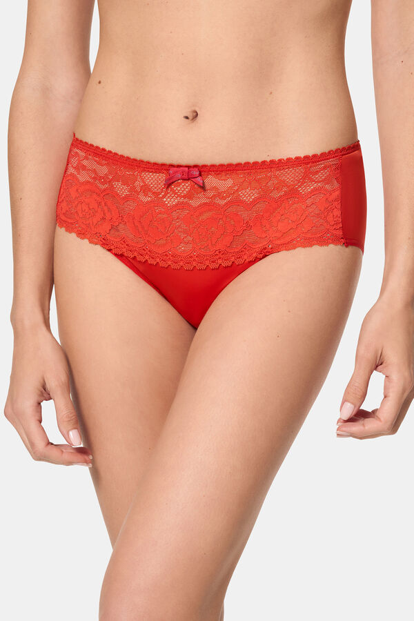 Playtex Braga midi de encaje y microfibra rojo
