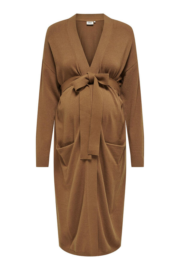 Only Maternity Cárdigan largo de punto maternity beige