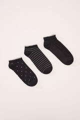 Women'secret Pacote de 3 meias curtas meias de lurex preto