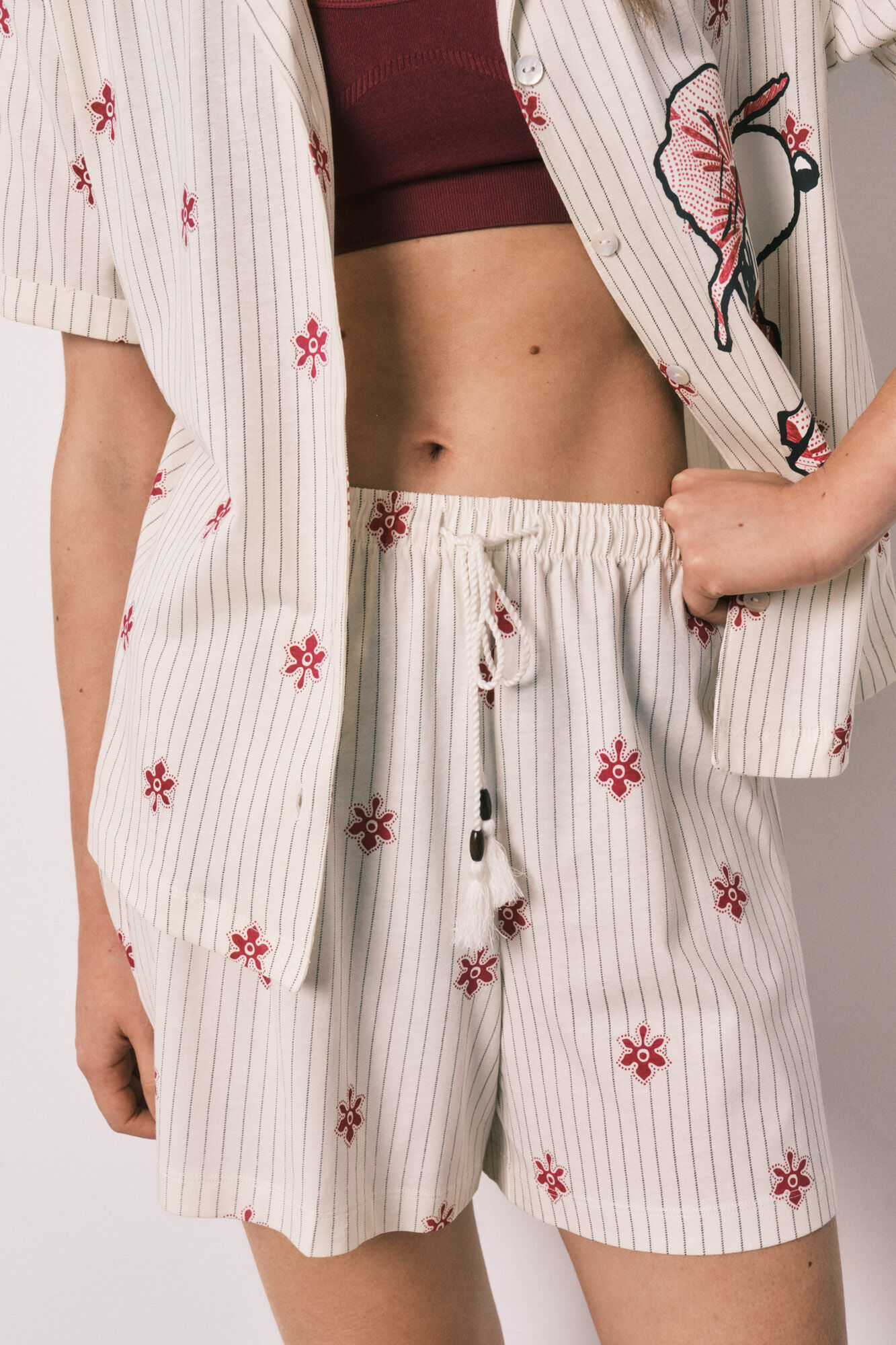 Women'secret Pijama corto camisero rayas Snoopy