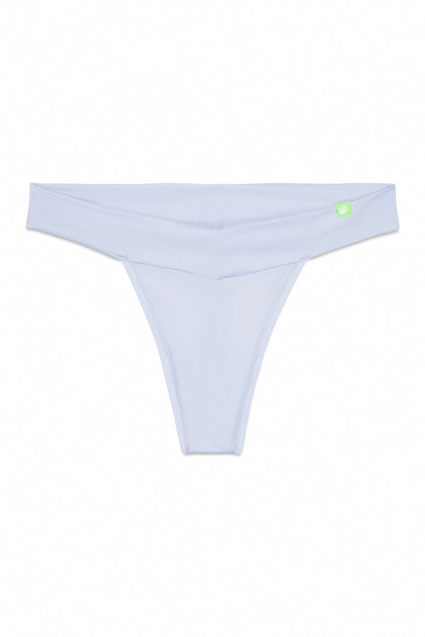 HI&BYE Cueca tanga de microfibra azul claro com glitter azul