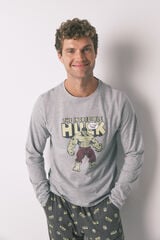 Women'secret Pijama largo hombre 100% algod&oacute;n "Hulk" gris