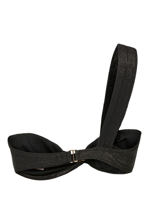 Pieces Top biqu&iacute;ni de um ombro com glitter preto