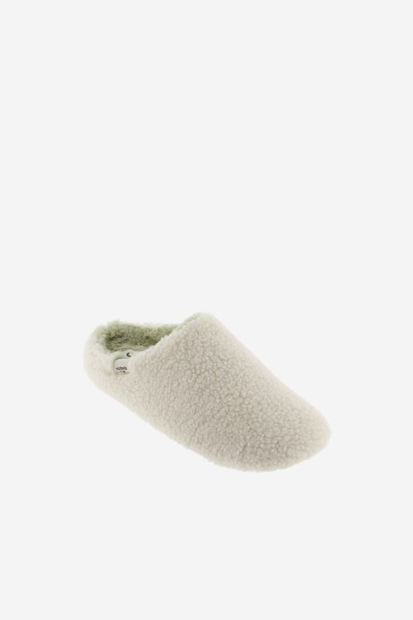 Victoria Zapatillas de casa de borreguito marfil