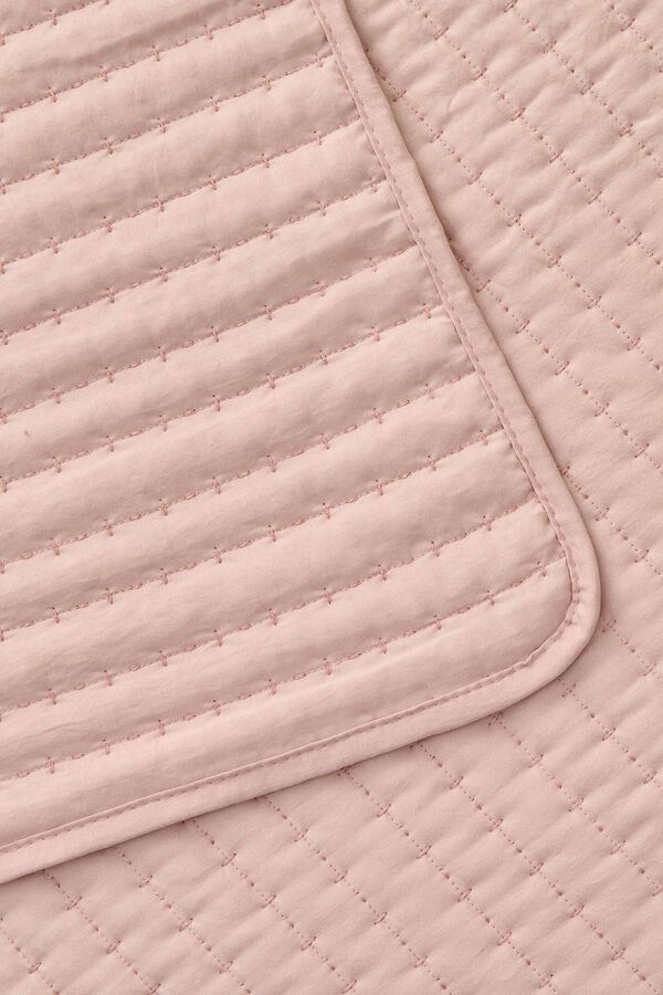 Textura Colcha lisa com costura riscas rosa