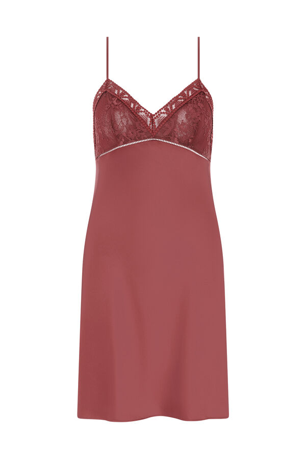 Passionata Camis&oacute;n de sat&eacute;n Olivia con encaje y tul bordado burdeos