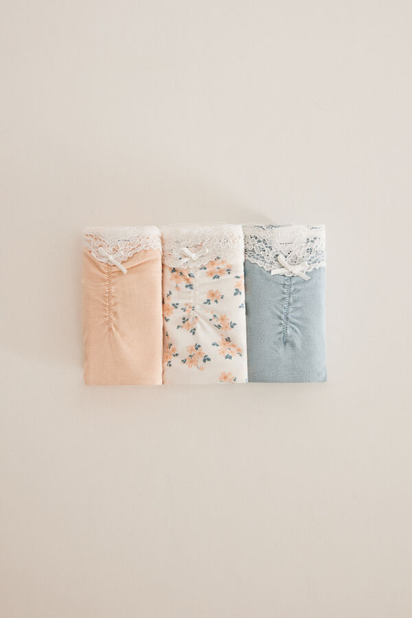 Women'secret Pack 3 bragas algod&oacute;n encaje estampado