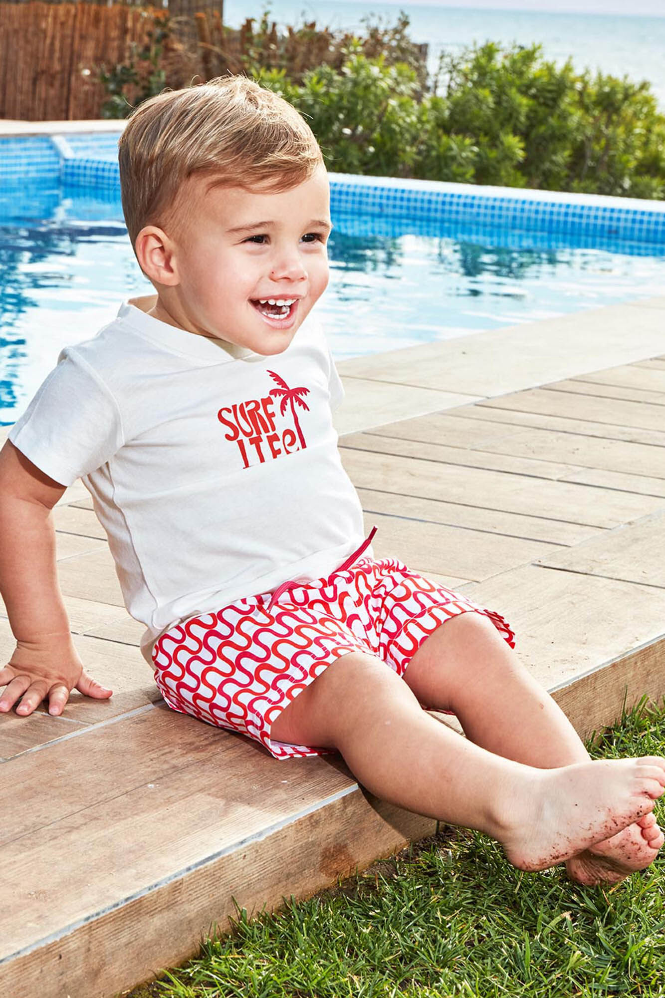 Gocco Ba&ntilde;ador estampado ondas blanco