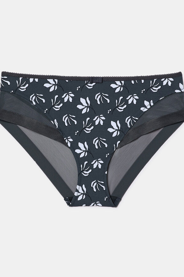 DIM Braga cl&aacute;sica Generous de suave microfibra y detalles en malla estampado