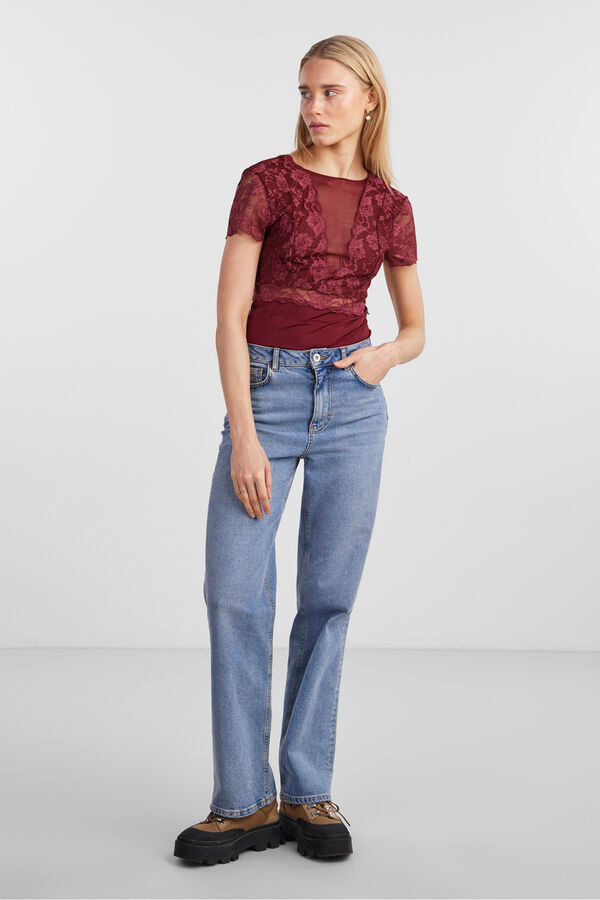 Pieces Body de renda vermelho