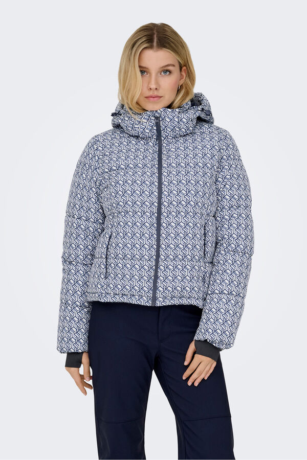 Only Play Casaco ski acolchoado t&eacute;cnico estampado para mulher branco