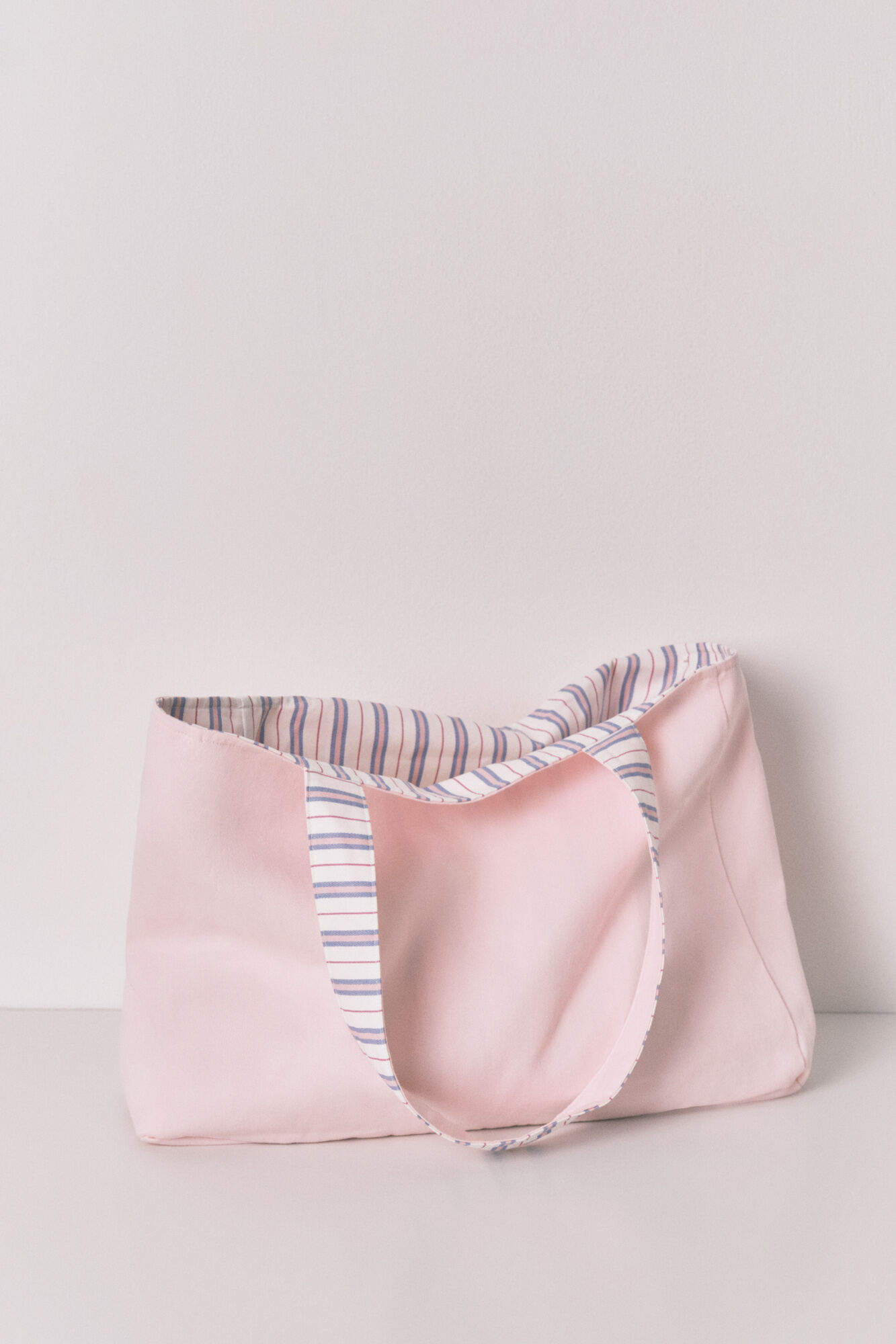 Women'secret Mala tote solid&aacute;ria de algod&atilde;o &agrave;s riscas