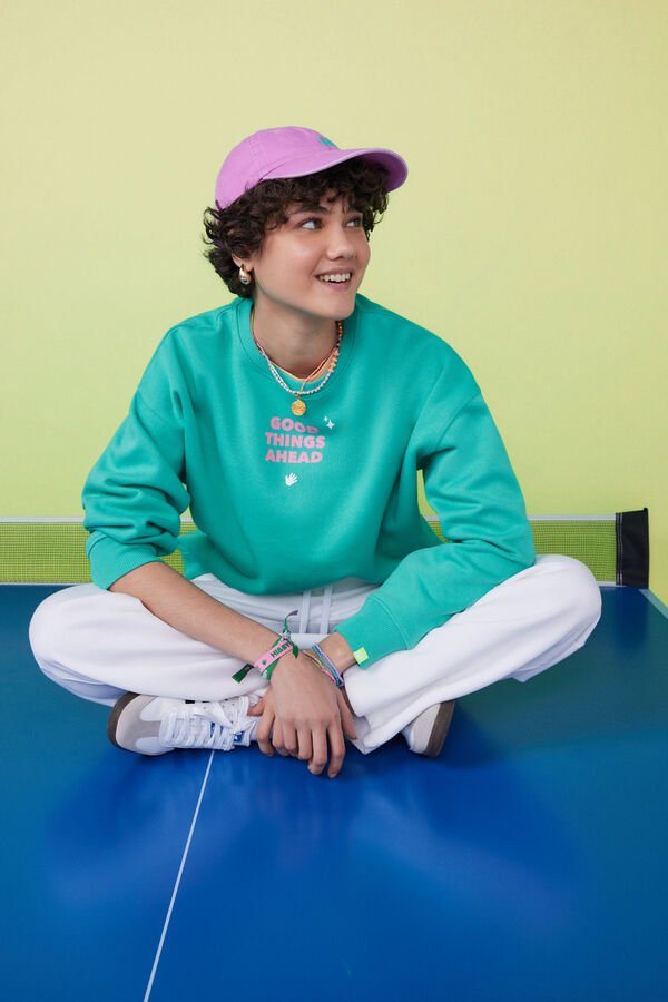 HI&BYE Sudadera felpa verde logo  verde