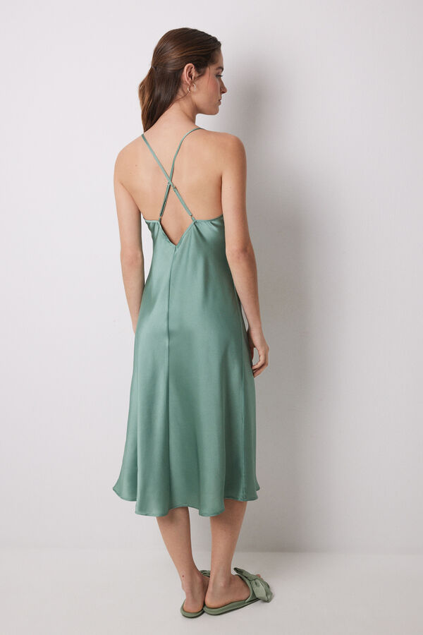 Women'secret Camis&oacute;n midi sat&eacute;n verde verde