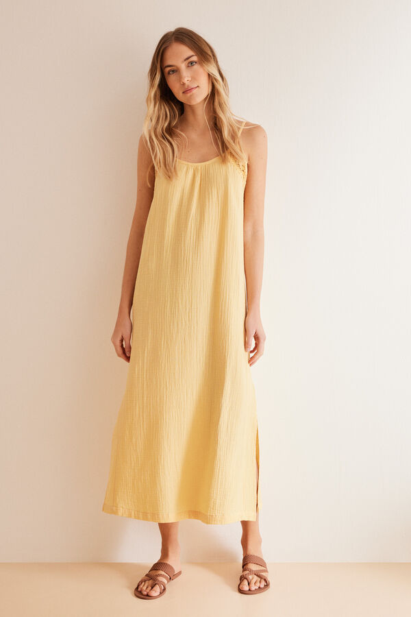 Women'secret Vestido muselina amarillo amarillo