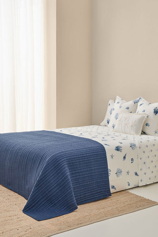 Textura Len&ccedil;ol de algod&atilde;o estrela do mar azul