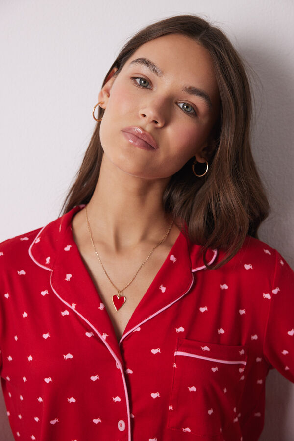 Women'secret Pijama de camisa do vizinho loiro vermelho