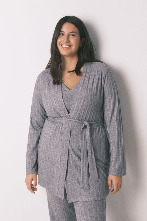Women'secret Robe midi de malha cinza cinzento