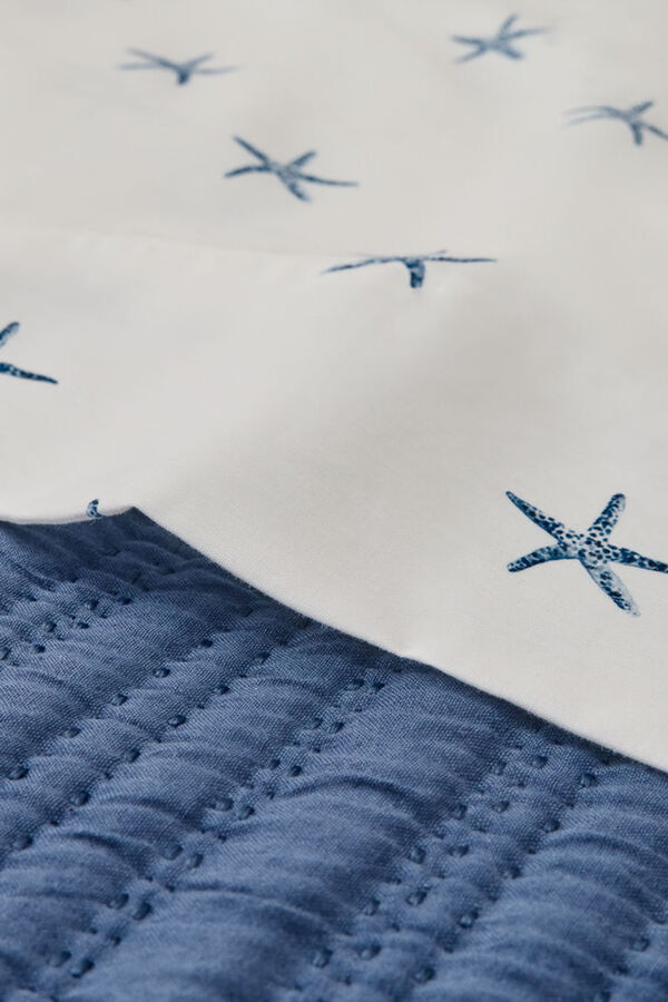 Textura Len&ccedil;ol de algod&atilde;o estrela do mar azul