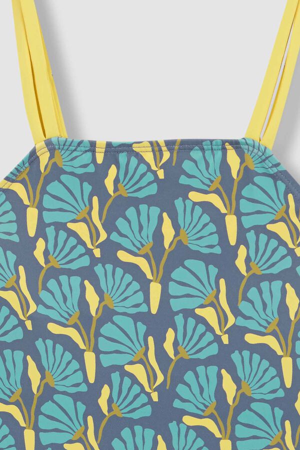 Gocco Maiô floral com contraste azul azul