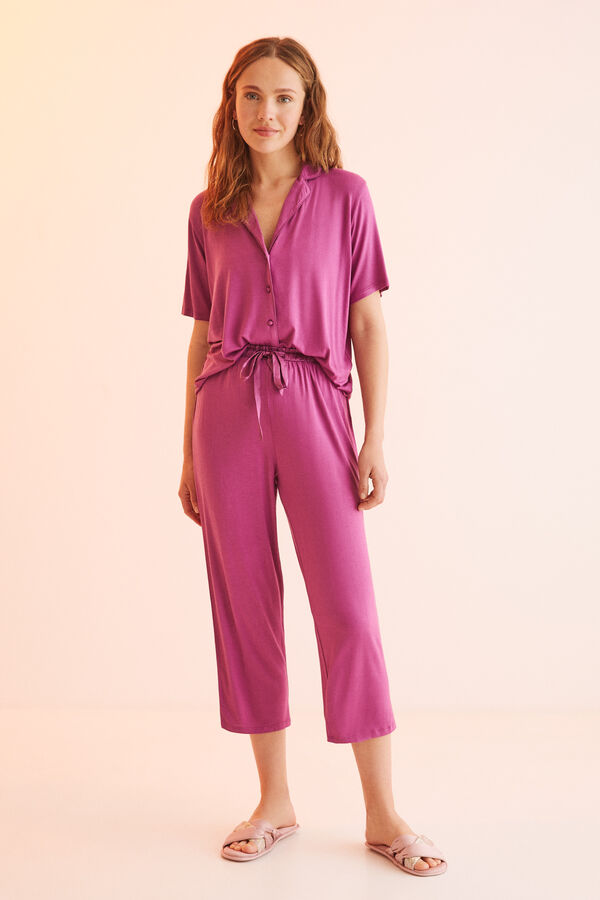 Womensecret Pijama camisero Capri lila morado/lila