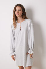 Women'secret Camisa de dormir curta estampada 100% algod&atilde;o branco