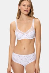 DIM Braga cl&aacute;sica Generous de suave microfibra y detalles en malla blanco