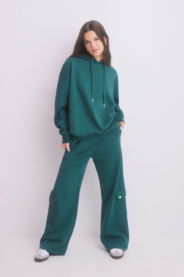 HI&BYE Sweatshirt capuz felpa verde logo verde