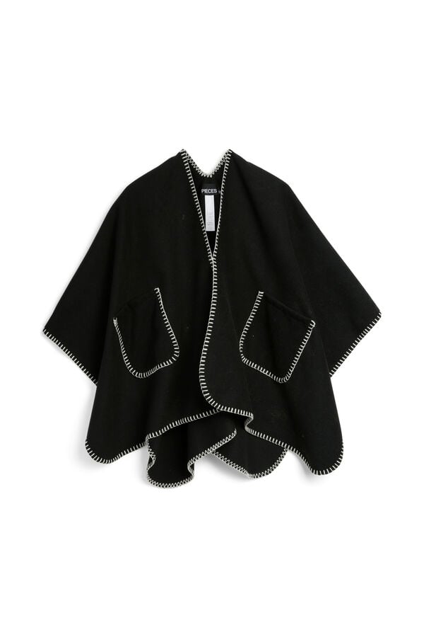 Pieces Poncho com bolsos preto