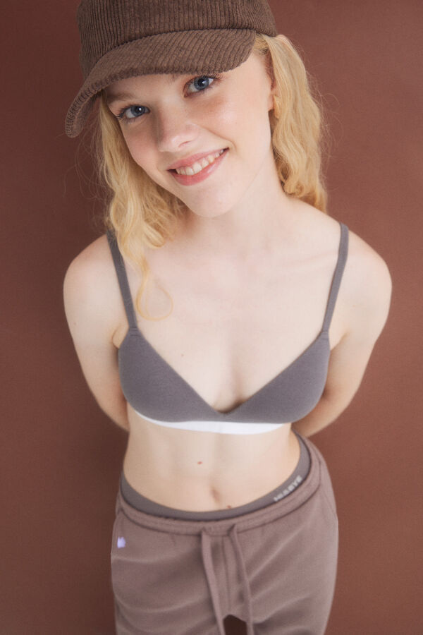 HI&BYE Soutien triangular marr&oacute;n ta&ccedil;as fixas cru