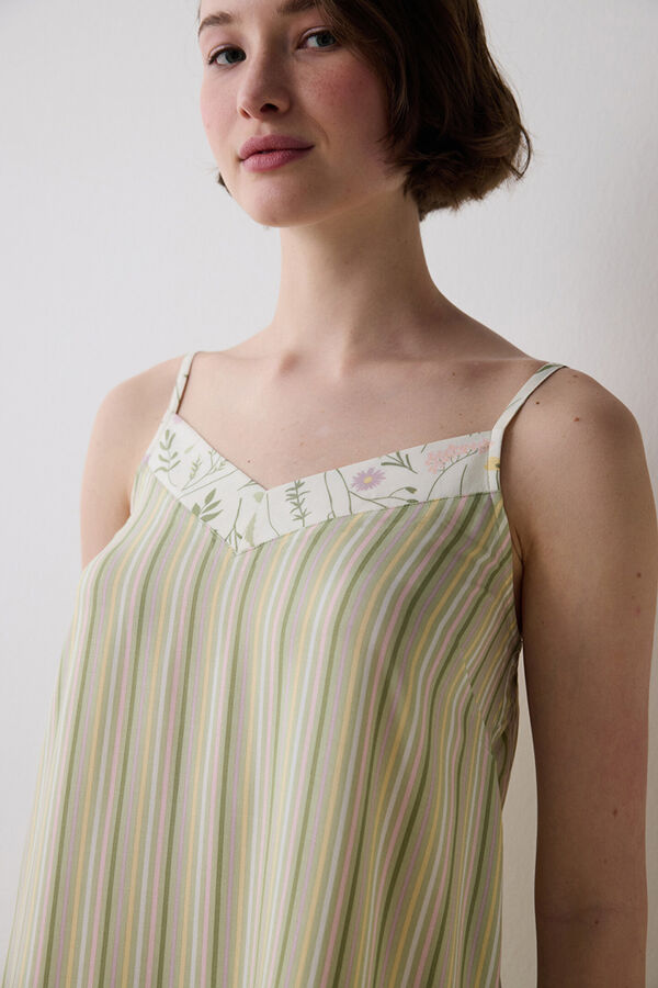 Penti Camisa de dormir curta com al&ccedil;as riscas estampado