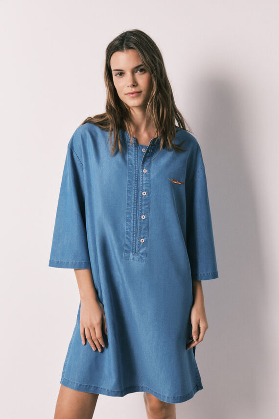 Camisola corta denim ligero azul