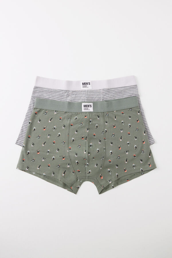 Women'secret Pack 2 calzoncillos b&oacute;xer algod&oacute;n rayas ski verde