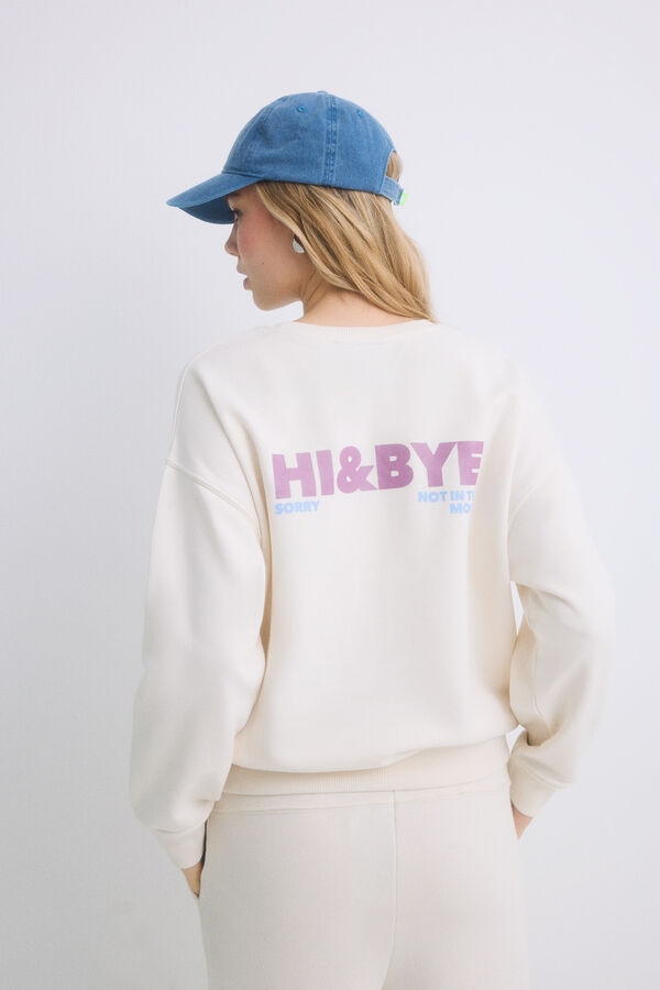 HI&BYE Sweatshirt de pel&uacute;cia em algod&atilde;o marfim bege