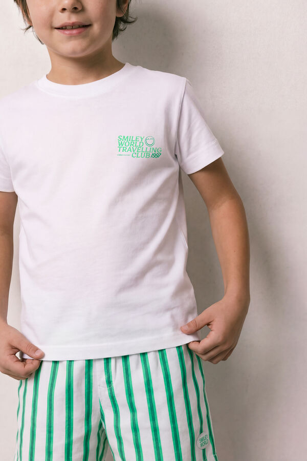 Women'secret Pijama curto infantil em algod&atilde;o SmileyWorld&reg; branco branco