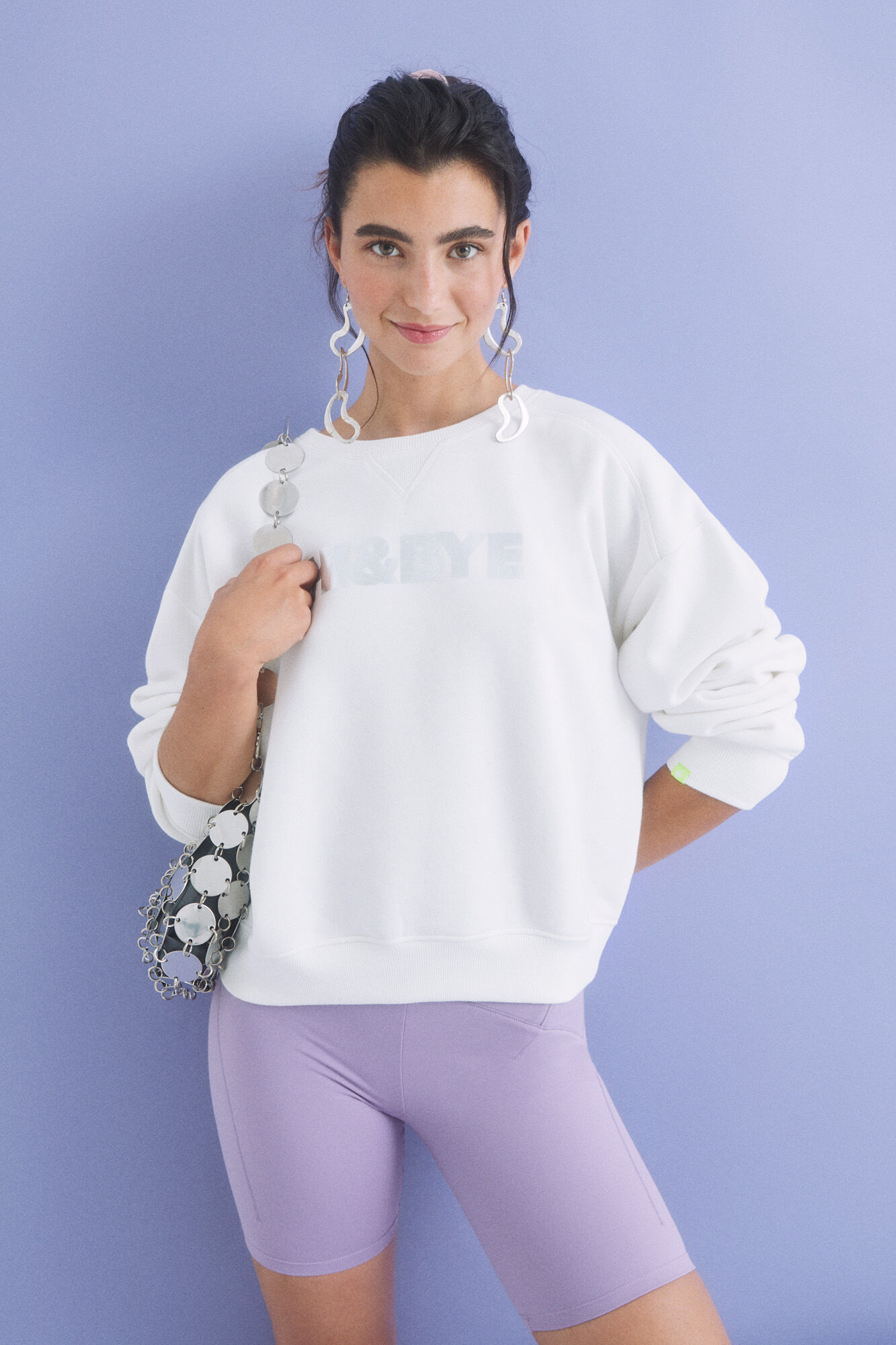 HI&BYE Sudadera felpa marfil logo